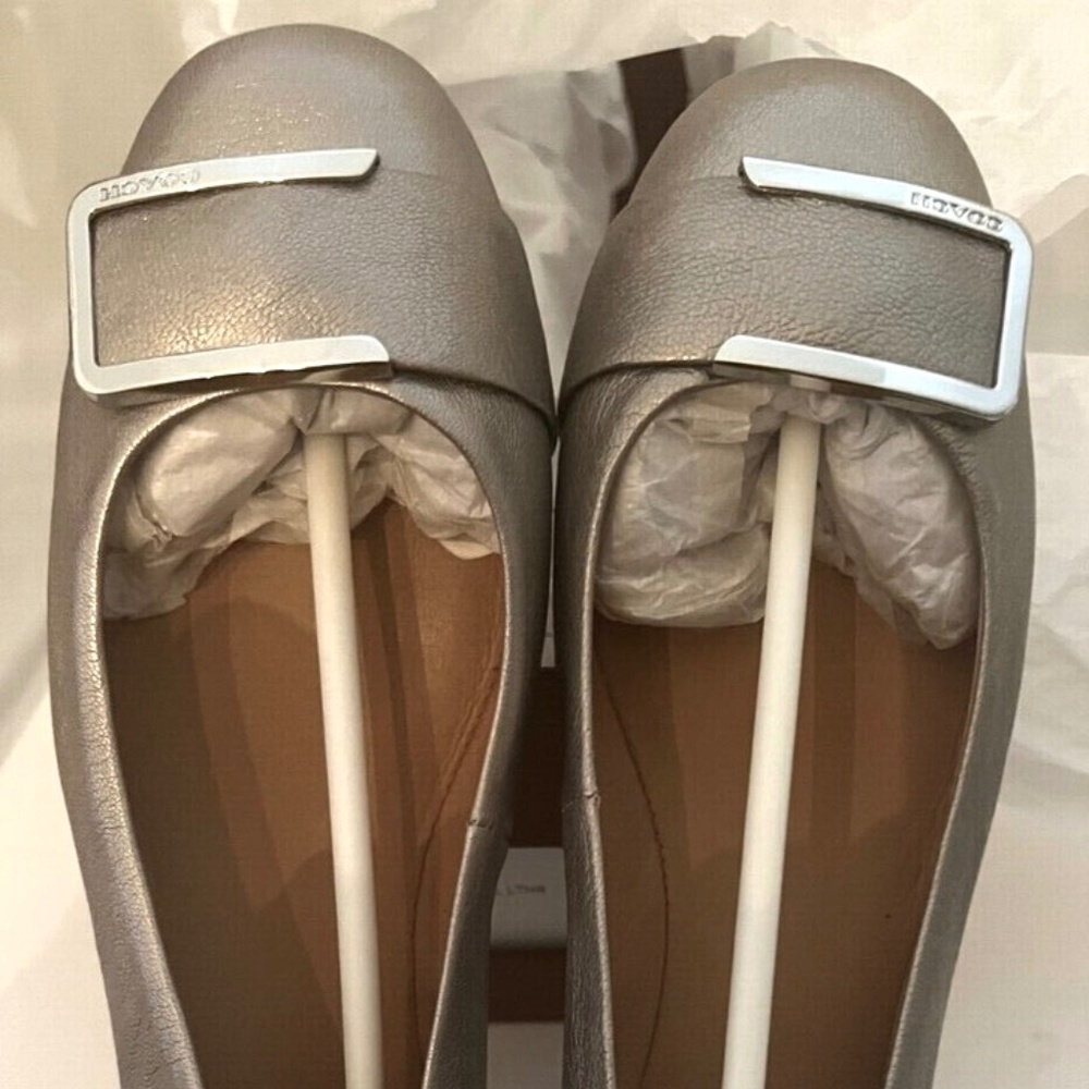Coach Leather Ballerina Flats - Pewter Color, US Size 5.5
